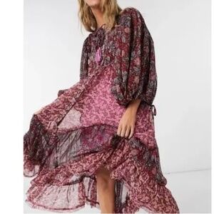 Free People Estelle Chiffon Maxi Dress - Pink Rose